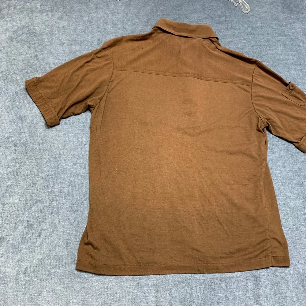 Scene III by Da Vinci Polo Shirt Mens Large Brown Chest Pockets Golf Performance